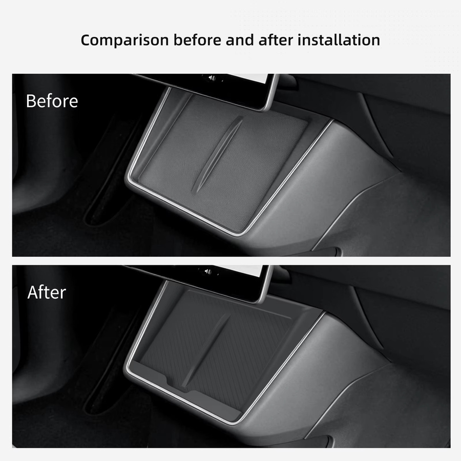 LUCKEASY Kabellose Ladestation und rutschfeste Schutzmatte für Tesla Model Y Standard RWD 2025, Schwarz - Bild 4
