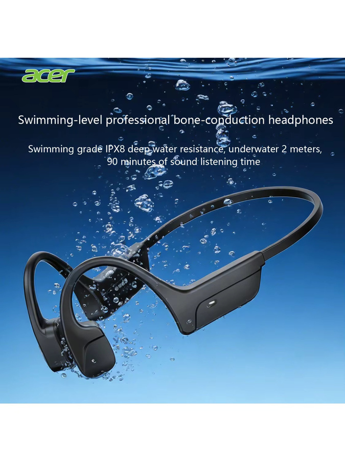 Acer OHR710 Wasserdichter Knochenleitungs-Kopfhörer mit Bluetooth 5.4 und Mikrofon in Schwarz - Bild 6