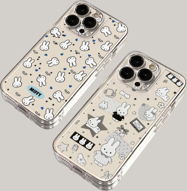 White Rabbit Miffy Handyhülle für iPhone 17 16 15 14 13 12 11 Pro Max Plus und weitere Modelle, Transparente Weiche TPU Schutzhülle - Bild 1