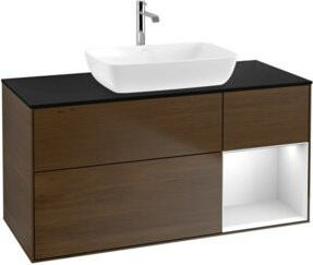V&B Waschtischunterschrank Finion in Weiß Lack und Walnuss, Breite: 120 cm, Tiefe: 50,1 cm, Höhe: 50,1 cm - Bild 1