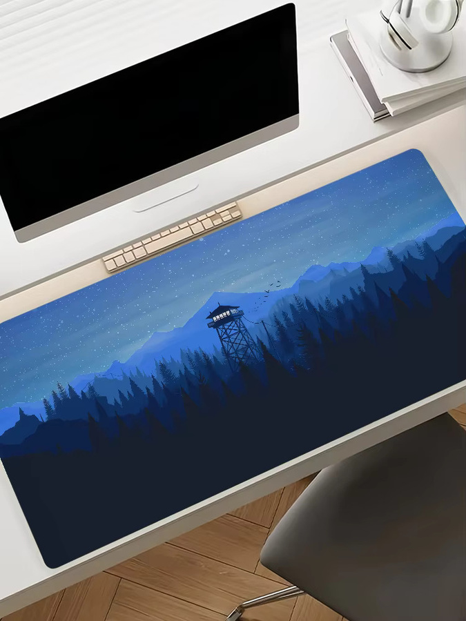 Deep Forest Firewatch Mauspad XXL Schreibtischunterlage Blau rutschfest mit Verriegelungskante für PC und Laptop - Bild 6