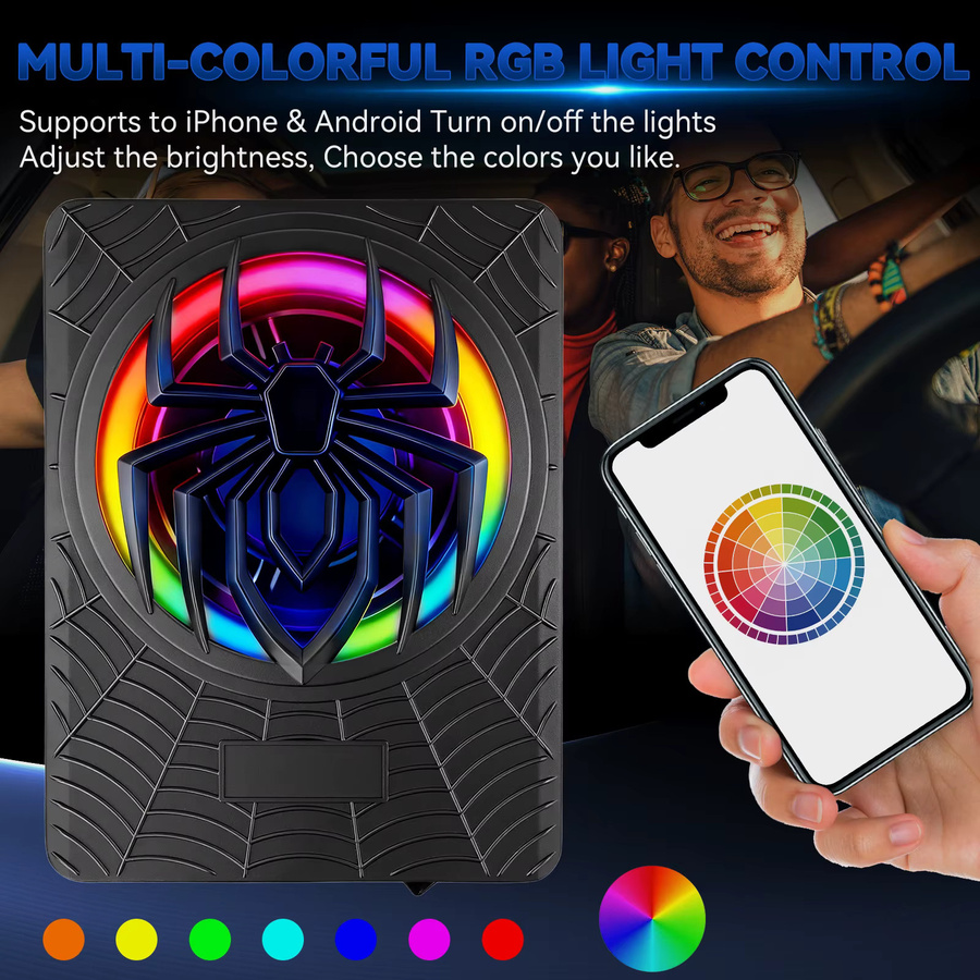 Podofo 10 Zoll Auto-Subwoofer mit 1200W integriertem Verstärker und LED-Ambientebeleuchtung in Schwarz und Multicolour - Bild 2