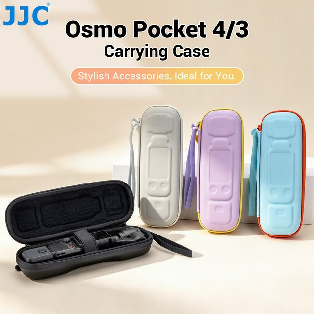 JJC Pocket 3 Tragetasche für DJI Osmo Pocket 4 und 3, kompakte Aufbewahrungstasche mit Karabiner, Schwarz - Bild 1