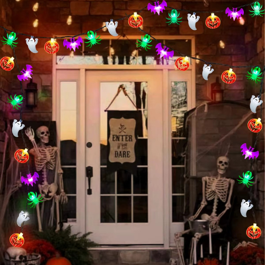 Peach Forest Solar Halloween LED Lichterkette mit 3D Kürbis Fledermaus Geist und Spinne in Multicolour, wasserdichte RGB Atmosphäreleuchte mit 8 Beleuchtungsmodi - Bild 2