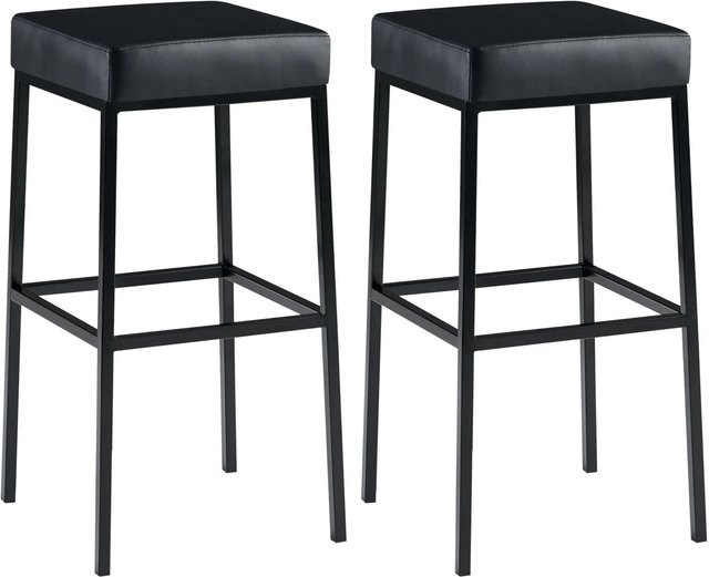 2er Set DELUKE Barhocker BIDAN aus Kunstleder in Schwarz, B/T/H: 37 x 37 x 78 cm - Bild 1