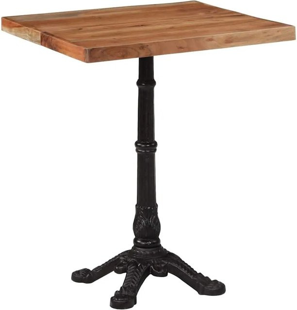 DELUKE Bistrotisch FRANZ aus Akazienholz in Dunkelbraun, quadratischer Esstisch im Vintage-Design für Garten, Balkon oder Café, B/T/H: 60 x 60 x 76 cm - Bild 1
