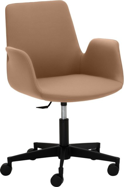 Mayer Sitzmöbel Drehsessel aus pflegeleichter Mikrofaser in Lederoptik, Farbe Hellbraun mit schwarzem Gestell, B/T/H: 65 x 65 x 82 cm - Bild 1