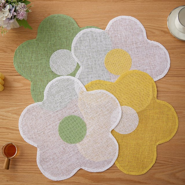 4er-Set Tabletex Blumen-Tischsets aus Papier in Bunt und Gelb für Sommerpartys, Breite: 35,5 cm - Bild 1