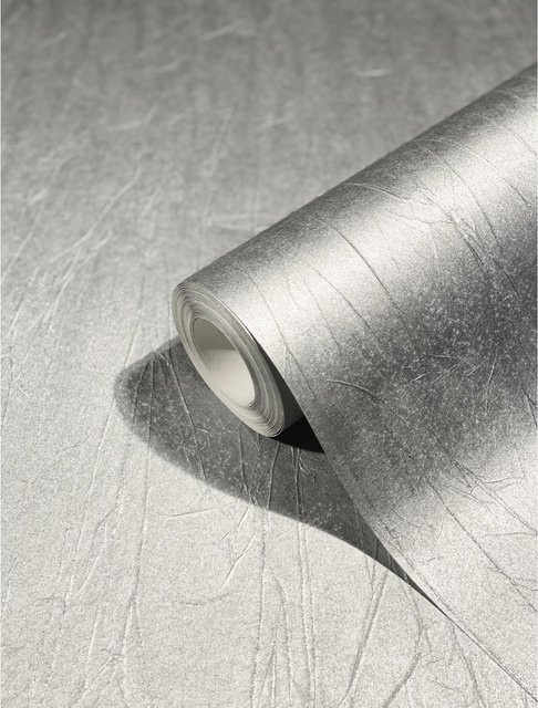 Marburg Vliestapete Uni Crushed-Optik Streifen Modern Silber, Breite: 0,7 m, Länge: 10,05 m - Bild 1