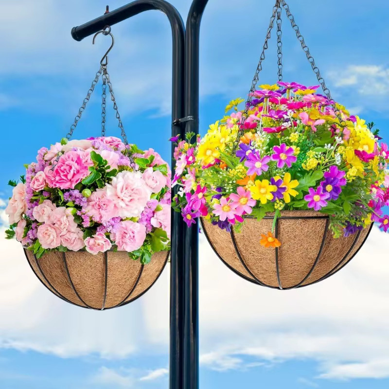 Hängender Blumentopf aus Kokosnuss mit Blumenhalter für die Gartendekoration in Braun - Bild 3
