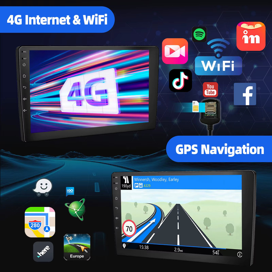 ESSGOO Android 15 Autoradio mit 9 Zoll QLED Display, 6+128GB Speicher, 8 Kern, kabelloses CarPlay, Android Auto, Bluetooth, GPS und 4G, Schwarz - Bild 3