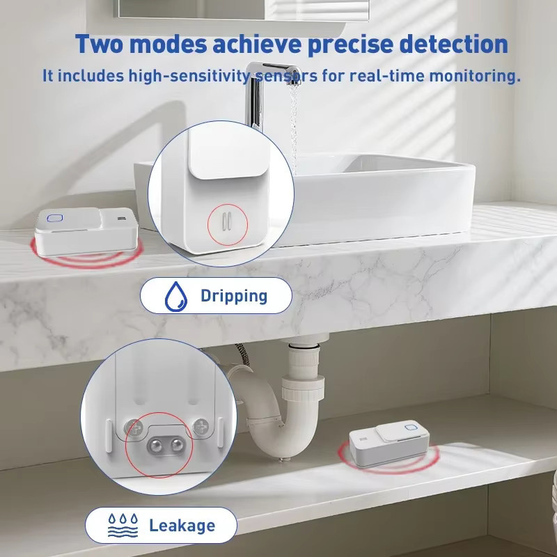 RSHSmart WiFi Zigbee Wasserleckdetektor mit 90 dB App-Alarm in Weiß, Überschwemmungsalarm für Küche und Keller, kompatibel mit Tuya Smart Life, IP65 - Bild 3