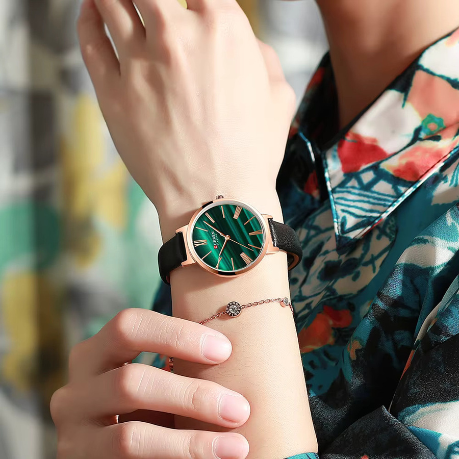 CURREN Armbanduhr Leder, Grün, Damen - Bild 5