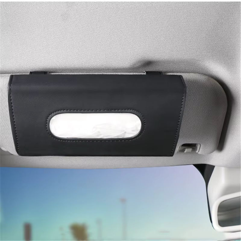 Hängende Auto-Taschentuchbox aus schwarzem PU-Leder für die Sonnenblende - Bild 5