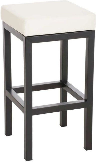 DELUKE Barhocker KIEL ohne Lehne aus Kunstleder in Creme mit Stahlgestell, Höhe: 85 cm - Bild 1