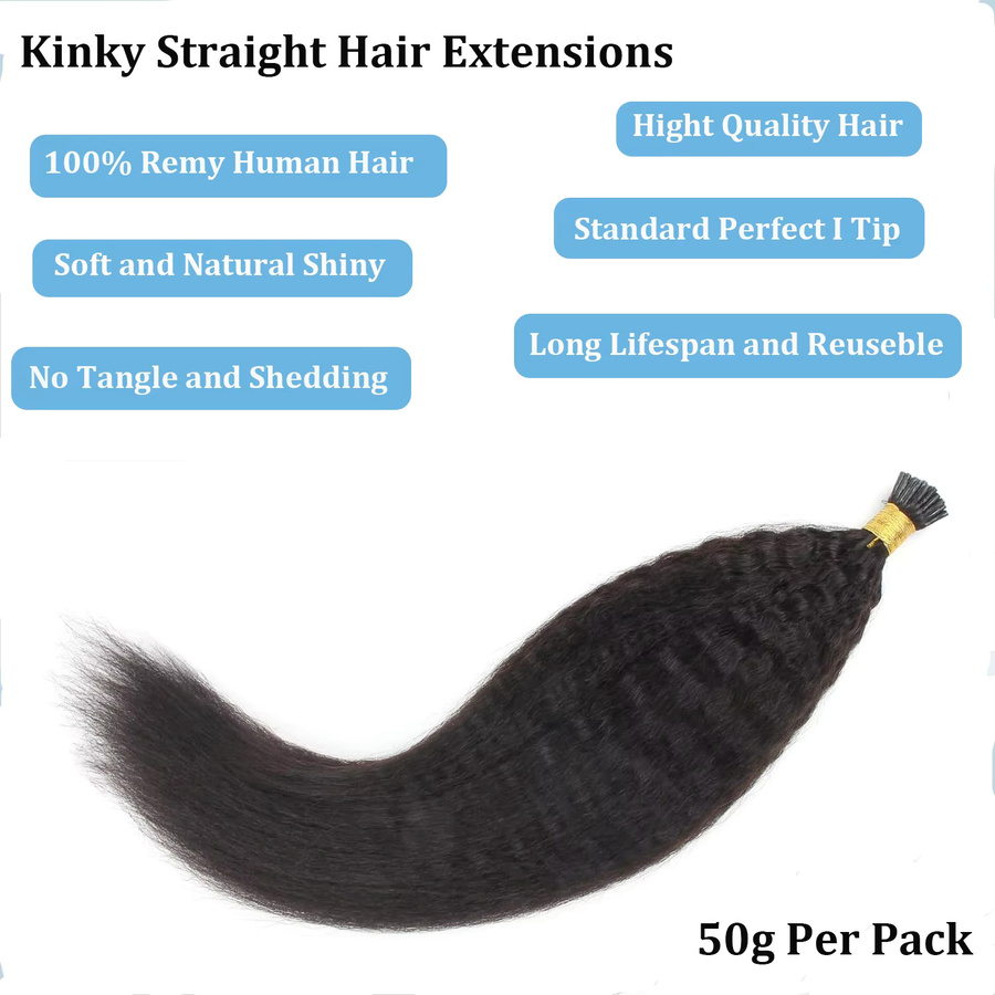Happy Monday Itip Real Fusion Echthaarverlängerung Kinky Straight, 1B, Keratin - Bild 3