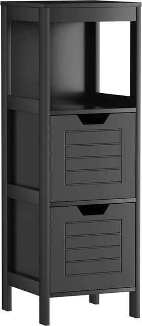 Costway Badezimmerschrank in Schwarz mit 2 Schubladen, modern und freistehend, B/T/H: 30 x 30 x 89 cm - Bild 1