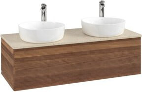 V&B Antao Waschtischunterschrank mit Frontstruktur und Beleuchtung, Farbe Weiß, B/T/H: 120 x 50 x 36 cm - Bild 1