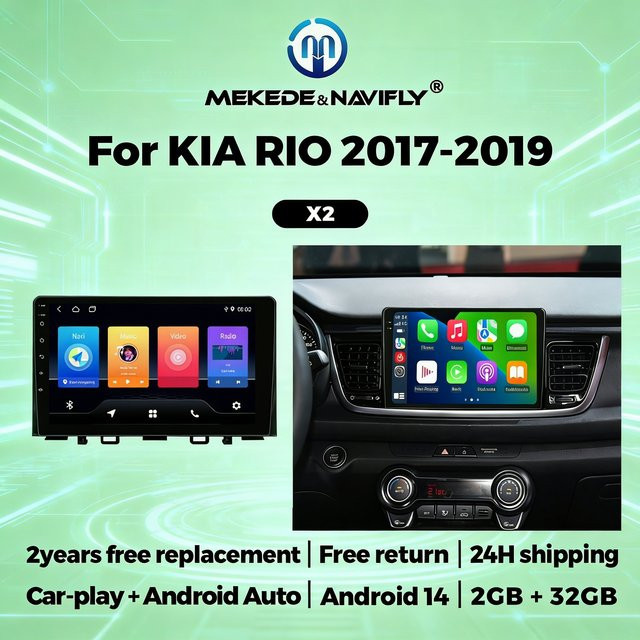 STRONGNAVI Autoradio mit Android Auto und Apple CarPlay für Kia Rio Stonic YB 2016-2022, Multimedia Videoplayer mit GPS und FM, Schwarz - Bild 1