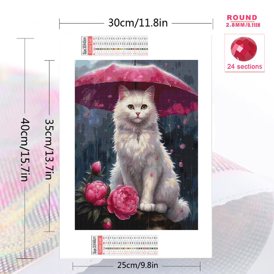 Momoart Diamant-Stickerei DIY-Set mit Tier- und Blumenmotiven, rund, Mehrfarbig, Breite: 30,0 cm, Höhe: 20,0 cm - Bild 2