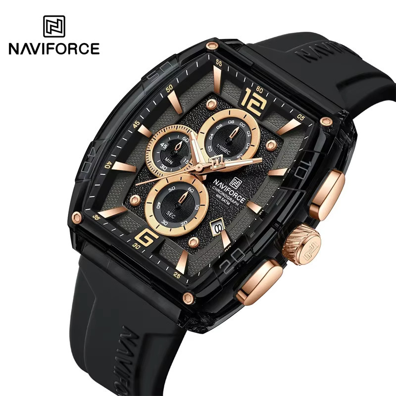 NAVIFORCE Armbanduhr Quarz, Silikon, Schwarz, Herren - Bild 4