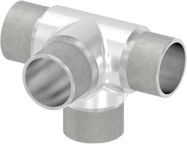 FeNau T-Stück aus V2A Edelstahl in Silber, Durchmesser: 33,7 mm, Wandstärke: 2,0 mm, zum Stecken - Bild 1