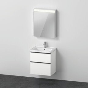 Duravit D-Neo Badezimmer-Möbelset in Weiß mit Waschtisch, Unterschrank und Spiegelschrank, Ecklösung, B: 60 cm, T: 48 cm - Bild 1