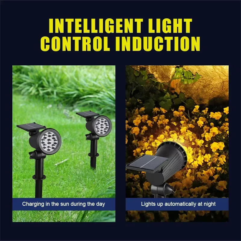 XIWANGFIRE Solarbetriebene LED Gartenlampe mit 9 LEDs, IP65 wasserdicht, verstellbar, Schwarz - Bild 4