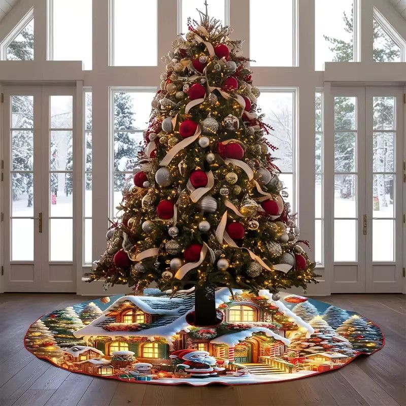 VIKAMA Weihnachtsbaumkleid Schneehäuschen Design für Innen- und Außenbereich - Bild 4