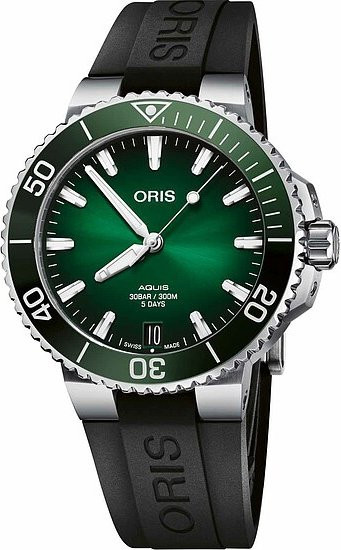 Oris Taucheruhr Aquis Date, Automatik, Edelstahl, Grün, 41,5 mm, Herren - Bild 1