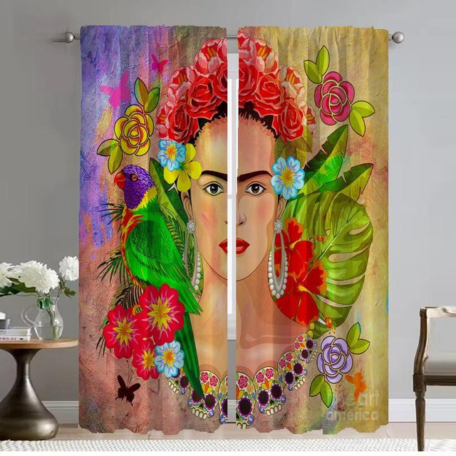 Verdunkelungsvorhang Set mit 2 Paneelen in Mehrfarbig, Modernes Design für Wohnzimmer und Küche, B: 60 cm, H: 90 cm - Bild 1