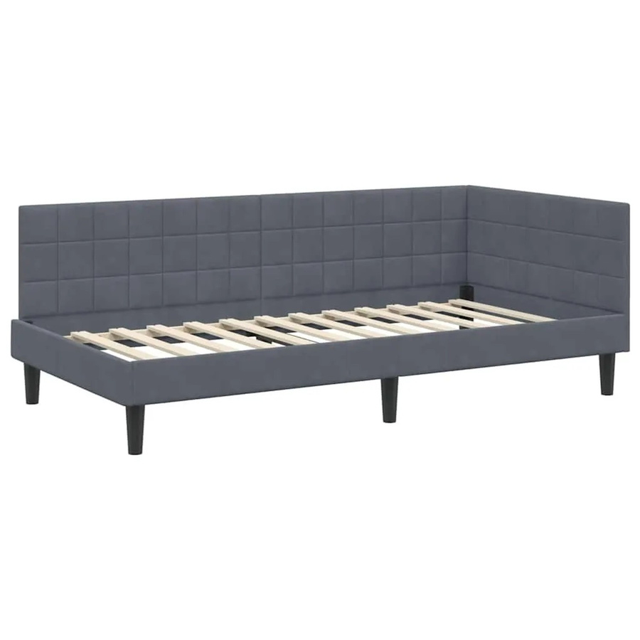 vidaXL Eckbettgestell mit Kopfteil in Dunkelgrau, Stoff, B/T/H: 90 x 190 x 140 cm - Bild 2
