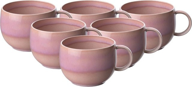 Villeroy & Boch like. Kaffeetassen Perlemor Coral in Pink, 6er Set, 190 ml - Bild 1