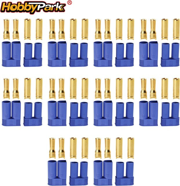 HobbyPark RC EC5 5,0 mm Bananenstecker Set mit männlichen und weiblichen Steckverbindern für LiPo-Akku, ESC und Elektromotoren, 10 Paare - Bild 1