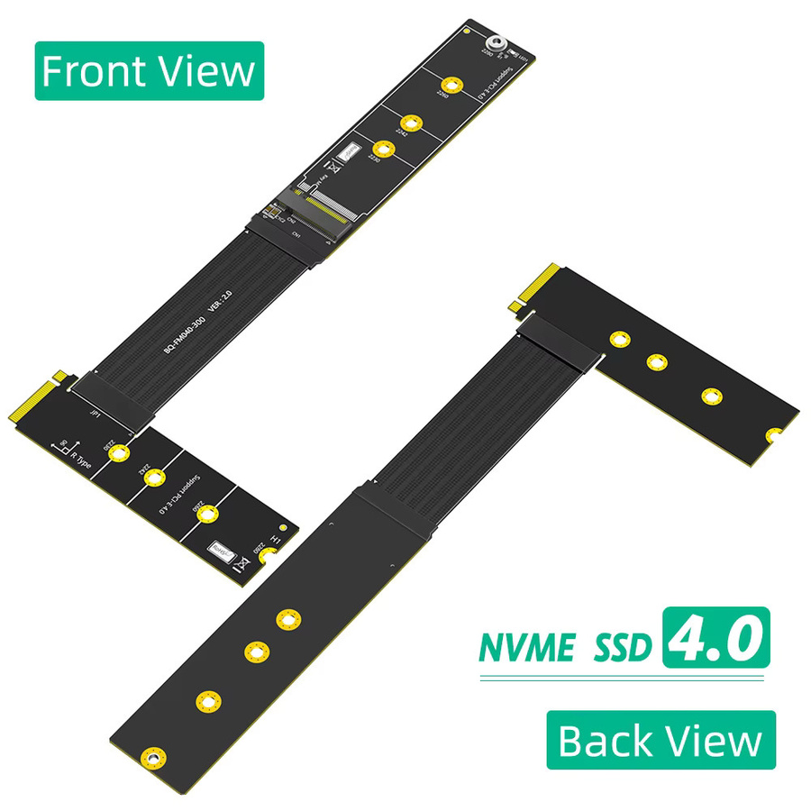 T.F.SKYWINDINTL M.2 NVMe PCIe 4.0 Erweiterungskarte Schwarz, 64Gbps NGFF M.2 M-Key SSD Adapterkabel für 2230 2242 2260 2280 M.2 SSDs - Bild 3