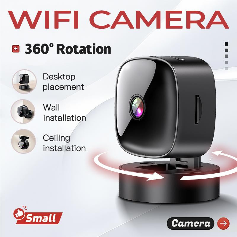 Meiteai-All Mini WiFi Smart Überwachungskamera in Schwarz mit HD 1080P, 360 Grad Drehbarkeit und 32G Speicherkarte - Bild 7