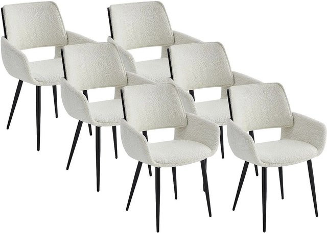 Vente-unique Design Stuhl Zurikia in Schwarz und Weiß mit Bouclé-Stoff und Eschenfurnier, B/T/H: 57,5 x 57,0 x 85,0 cm - Bild 1
