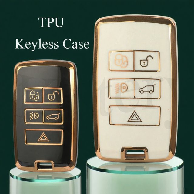 Jingyuqin Schlüsselhülle aus weichem TPU für Land Rover Range Rover Sport Velar Evoque Freelander Discovery und Jaguar XF XJ XJL XE in Grau - Bild 1