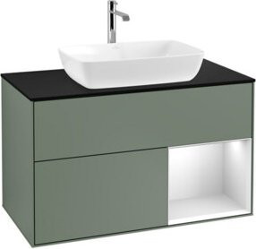 V&B Waschtischunterschrank Finion 100 mit Wandbeleuchtung in Weiß lackiert, B/T/H: 100 x 50,1 x 50,1 cm - Bild 1