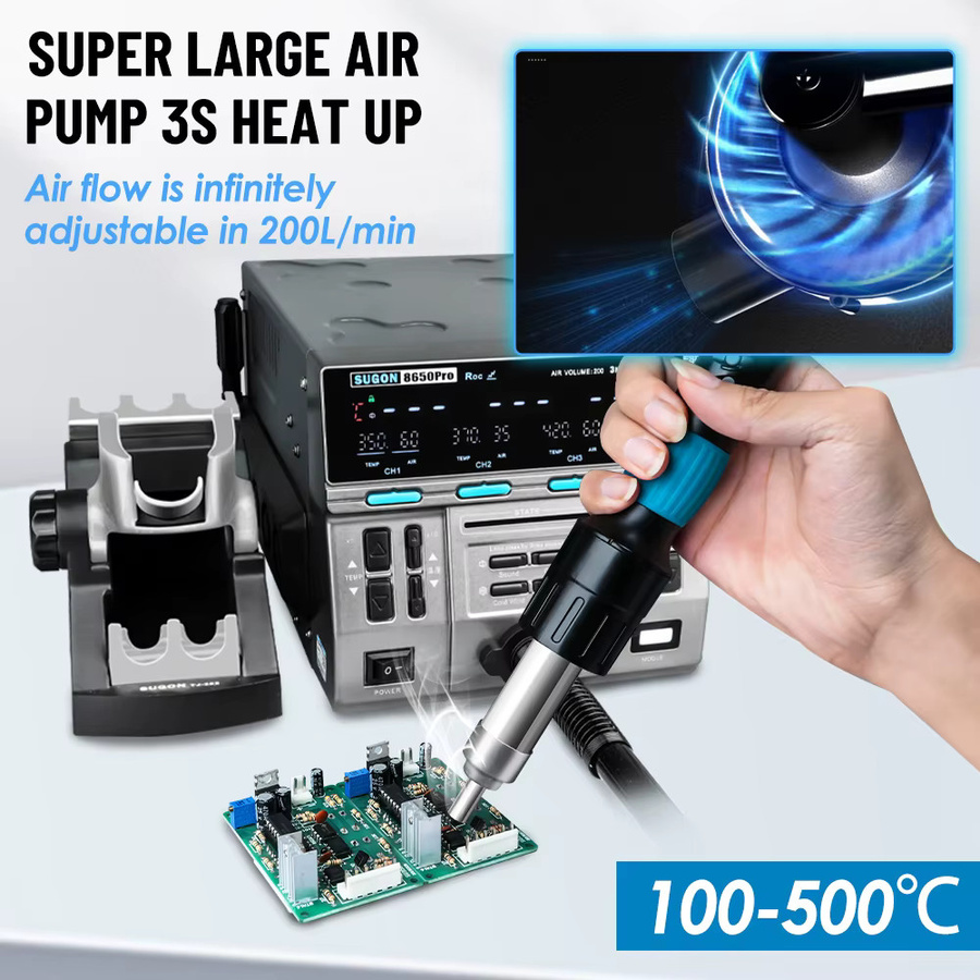 SUGON 8650Pro Heißluft-Reworkstation 1300W Industrielle Heißluftpistole für BGA SMD PCB Elektronik-Lötstation - Bild 2