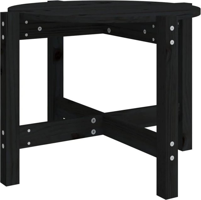vidaXL Couchtisch aus massivem Kiefernholz in Schwarz, rund, Durchmesser: 62,5 cm, Höhe: 45 cm - Bild 1