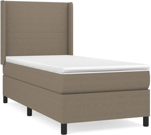 vidaXL Boxspringbett mit Matratze in Taupe, B/T: 90 x 190 cm, modernes Design mit Taschenfederkern - Bild 1