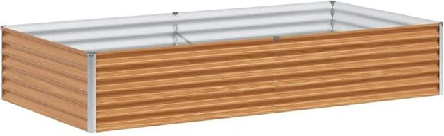 vidaXL Hochbeet aus verzinktem Stahl in Hellbraun, B: 195 cm, T: 100 cm, H: 36 cm - Bild 1