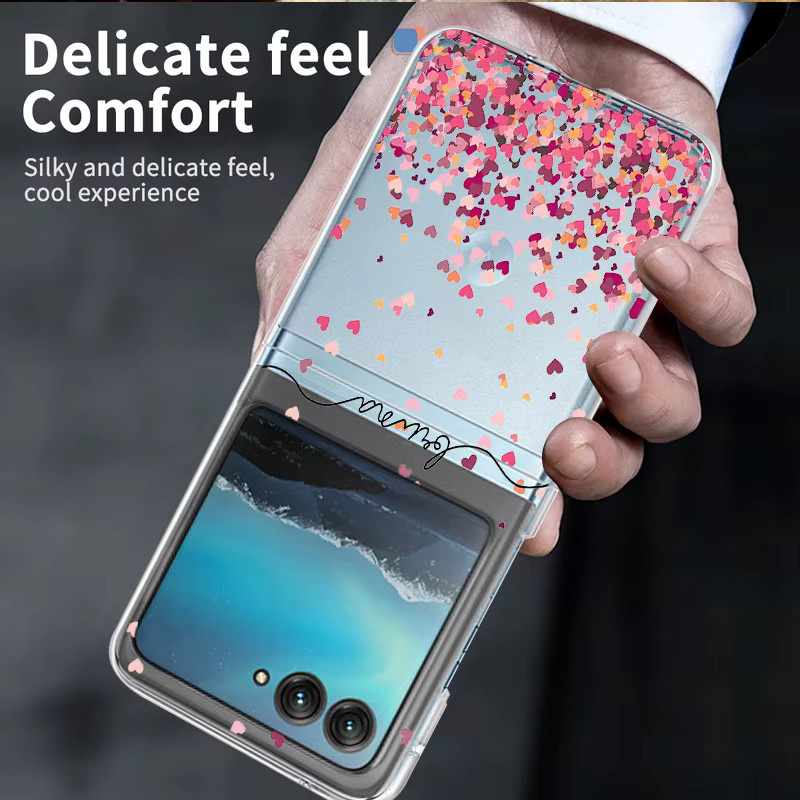 Transparente Motorola Razr 40 50 Ultra Handyhülle mit romantischem Herz-Design, stoßfeste PC-Schutzhülle in Transparent - Bild 2