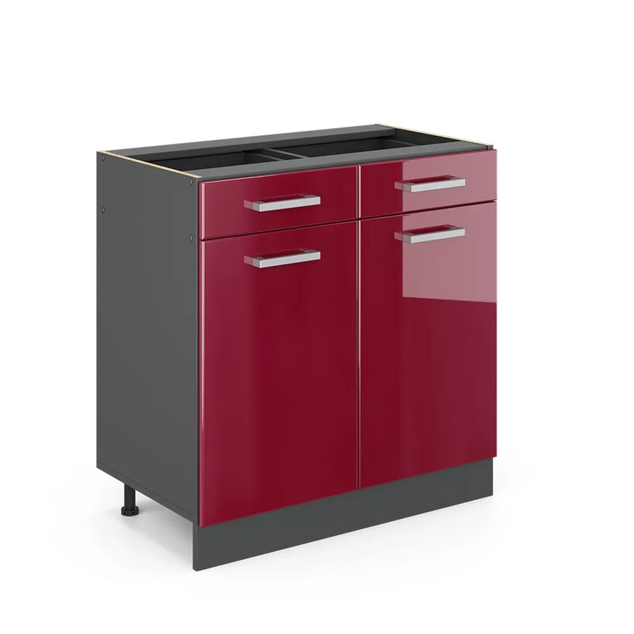 Vicco Küchenunterschrank R-Line mit Schubladen in Anthrazit und Bordeaux Hochglanz, Breite: 80 cm - Bild 3