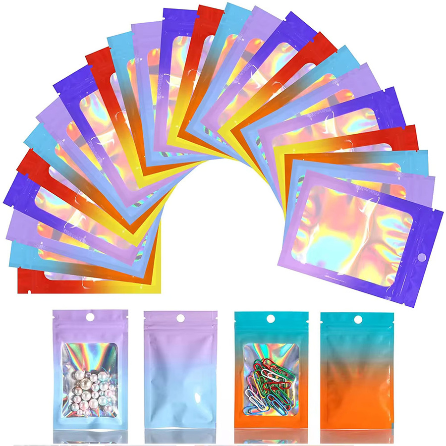 50 Stück MOONMADE Holografische Laser Folienbeutel mit Druckverschluss in Multicolour für Schmuck Display Verpackung - Bild 3