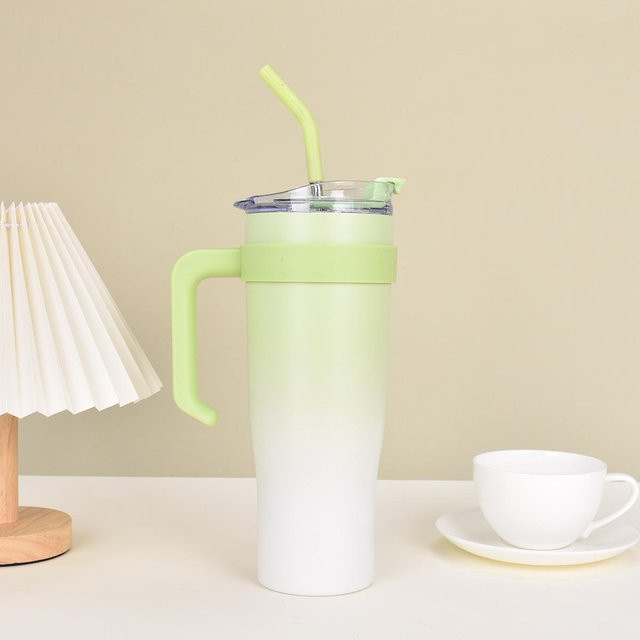 Yiran Furniture Thermobecher aus Edelstahl mit Doppelvakuum-Isolierung, tragbarer Auto-Becher mit großer Kapazität, 40oz, Farben: Blau, Grün, Weiß - Bild 1