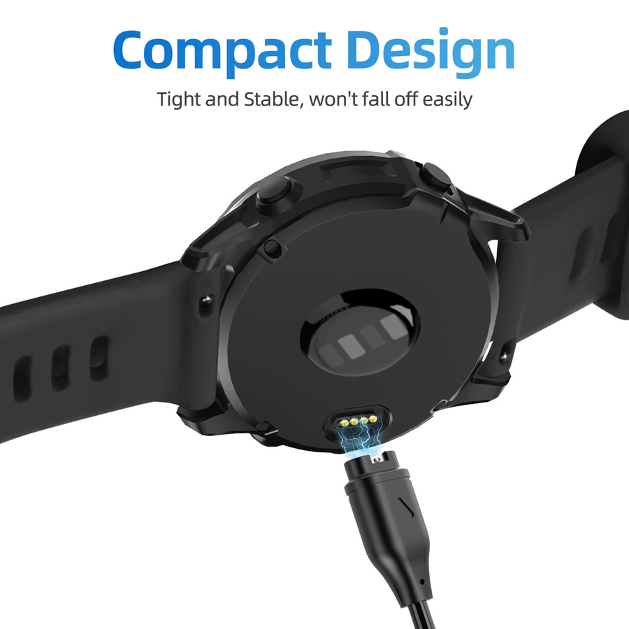 Garmin 2-in-1 USB-A-Ladekabel in Schwarz für Fenix 8/7/6/5/E/S/X/Pro/Plus Uhren, Länge: 100 cm - Bild 2