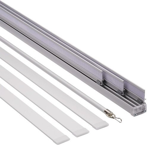 Gardinia Flächenvorhangschiene Komfort Komplett-Set 3-läufig aus Aluminium in Silber, U-Form - Bild 1