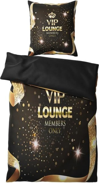 Sanilo Bettwäsche VIP Lounge 2-teilig aus Baumwolle, Schwarz, B/H: 135 x 200 cm, Kissen: 80 x 80 cm - Bild 1